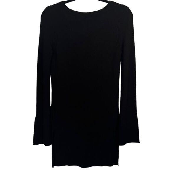 Free People The Andy Crisscross Slit Bell Sleeve Long Lined Black Sweater XS - Picture 8 of 12